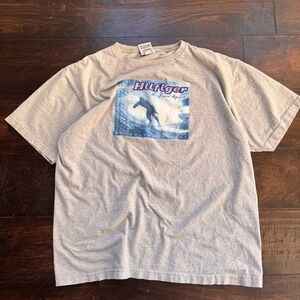 Vintage Tommy Hilfiger T Shirt Mens Gray Long Board Surf Beach Logo 90s Medium